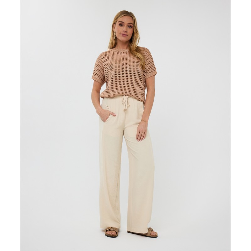 Lichte damesbroek voor de zomer, brede broek, elegant, elastisch